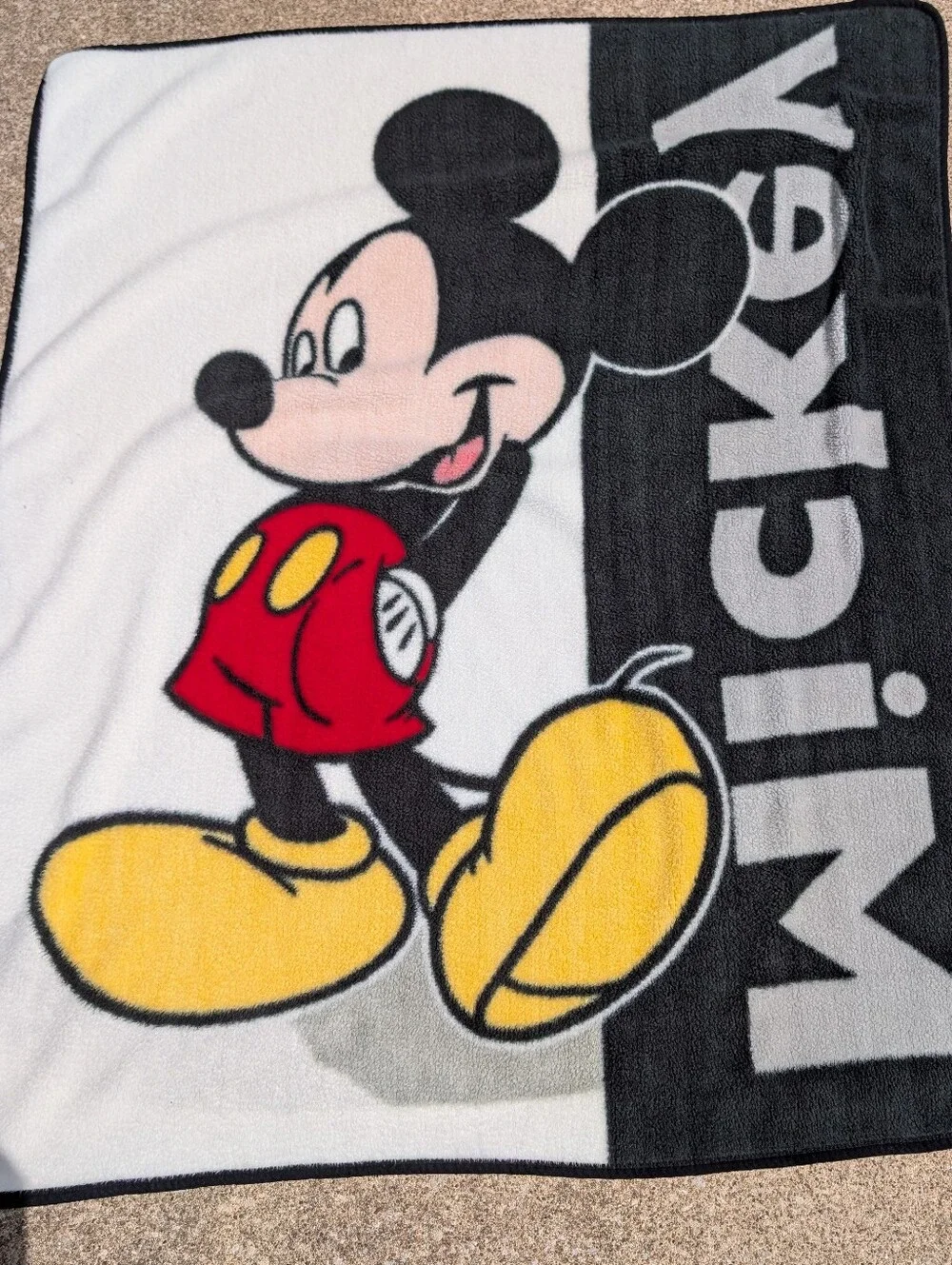VTG Disney Mickey Mouse Fleece Blanket | Black White Biederlack of America